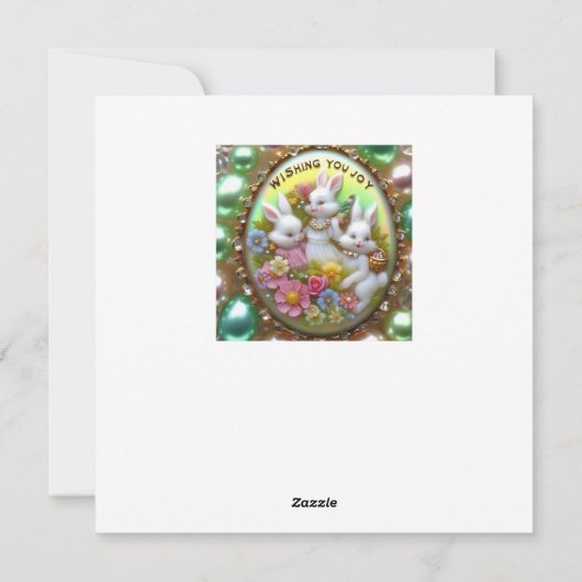 ビンテージのイースター ~ 喜びを願って ~ ウサギたち ~ シーズンカード (裏面)