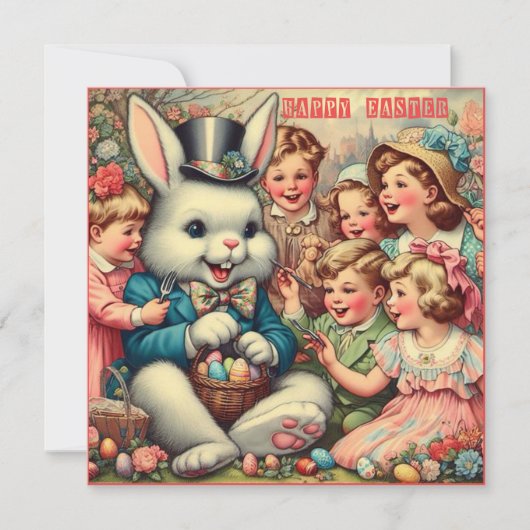 ビンテージのイースター ~HAPPY EASTER~ ウサギ~ シーズンカード (正面)