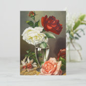 ビンテージのガーデンローズをガラス製の花瓶に (スタンド正面)