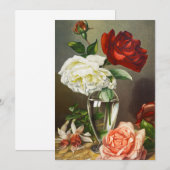 ビンテージのガーデンローズをガラス製の花瓶に (正面/裏面)