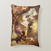 ビンテージのクリスマスおもちゃ、ダンシングドール、テディベア アクセントクッション (裏面(縦))