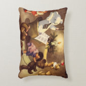 ビンテージのクリスマスおもちゃ、ダンシングドール、テディベア アクセントクッション (正面(垂直))