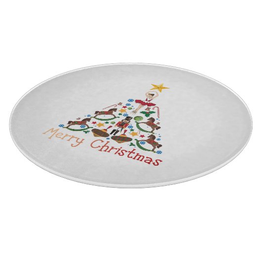 ビンテージのクリスマスのロッキング馬 カッティングボード (角)