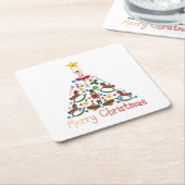 ビンテージのクリスマスのロッキング馬 スクエアペーパーコースター (アングル)