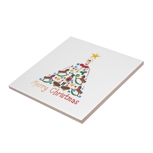 ビンテージのクリスマスのロッキング馬 タイル (側面)