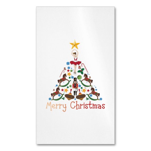 ビンテージのクリスマスのロッキング馬 マグネット名刺 (正面縦)