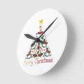 ビンテージのクリスマスのロッキング馬 ラウンド壁時計 (傾斜)