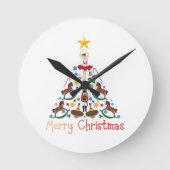 ビンテージのクリスマスのロッキング馬 ラウンド壁時計 (正面)