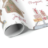 ビンテージのクリスマスツリー、ジンジャーブレッド、車 ラッピングペーパー (ロールコーナー)