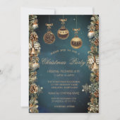 ビンテージのクリスマスボール、ベル、ピネコーンカンパニー 招待状 (正面)