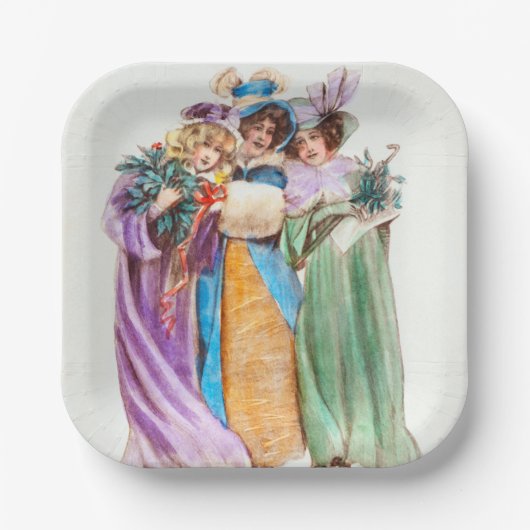 ビンテージのクリスマス休暇 ペーパープレート (正面)