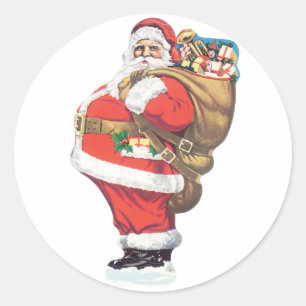 ビンテージのサンタクロース、ビクトリア時代のクリスマス ダイカット ラウンドシール