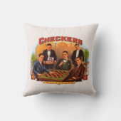 ビンテージのジガー ラベル アート チェッカーズ マイルド アンド メロウ クッション (裏面)