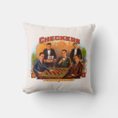 ビンテージのジガー ラベル アート チェッカーズ マイルド アンド メロウ クッション (正面)