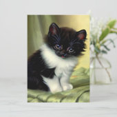 ビンテージのタキシード子猫イラスト 招待状 (スタンド正面)