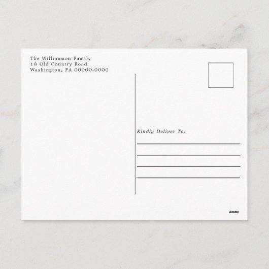 ビンテージのターコイズトラックにリースを飾って　メリークリスマス　ホー シーズンポストカード (裏面)