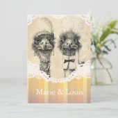 ビンテージのダチョウのカップル - 薄いオレンジ 招待状 (スタンド正面)