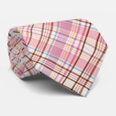 ビンテージのチェック柄 春のウェディング ピンク イエロー パステルカラー ネクタイ (ロール)