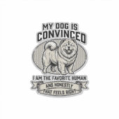 ビンテージのチャウチャウの彫刻が入った面白い犬好きのTシャツ シール (正面)