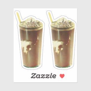 ビンテージのデザート、チョコレートシェイクとホイップクリーム シール