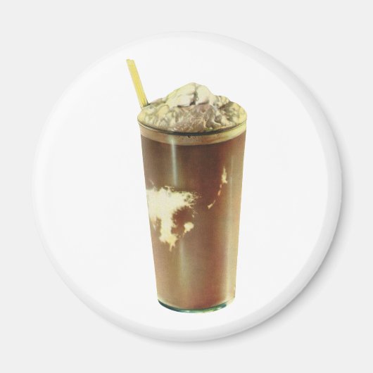 ビンテージのデザート、チョコレートシェイクとホイップクリーム マグネット (正面)