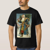 ビンテージのビクトリアン時代のサンタクロースとクリスマスツリー Tシャツ (正面)