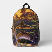 ビンテージのブルックトラウトフィッシュフィッシャーマン、スポーツフィッシング プリントバックパック (正面)