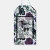 ビンテージのプラムパープルマジェンタの花と蝶 ギフトタグ (正面)