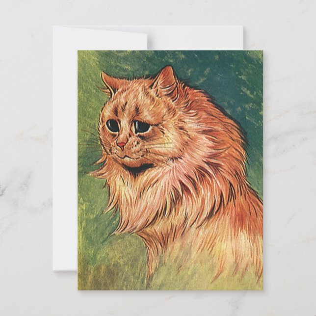 ビンテージのペット動物、長毛のオレンジ色の猫 (正面)