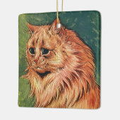 ビンテージのペット動物、長毛のオレンジ色の猫 セラミックオーナメント (左)