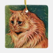 ビンテージのペット動物、長毛のオレンジ色の猫 セラミックオーナメント (正面)