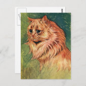 ビンテージのペット動物、長毛のオレンジ色の猫 ポストカード (正面/裏面)