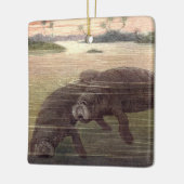 ビンテージのマナティーまたは海牛、海洋哺乳類 セラミックオーナメント (左)