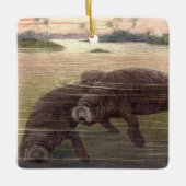 ビンテージのマナティーまたは海牛、海洋哺乳類 セラミックオーナメント (正面)