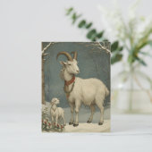 ビンテージのユール・ゴート、ユールタイドのカードをハッピークリスマス シーズンポストカード (スタンド正面)