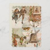 ビンテージのヨーロッパクリスマスカード (正面/裏面)