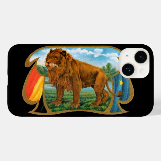 ビンテージのライオンラベルアート、ジャングルの王 Case-Mate iPhoneケース (裏面 (横))