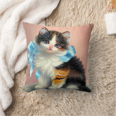 ビンテージの三色猫のイラスト クッション (ブランケット)