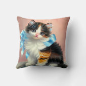 ビンテージの三色猫のイラスト クッション (裏面)