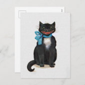 ビンテージの不気味な猫 シーズンポストカード (正面/裏面)