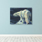 ビンテージの北極クマ、北極の海洋生物 キャンバスプリント (インサイチュ (ウッドフロア))