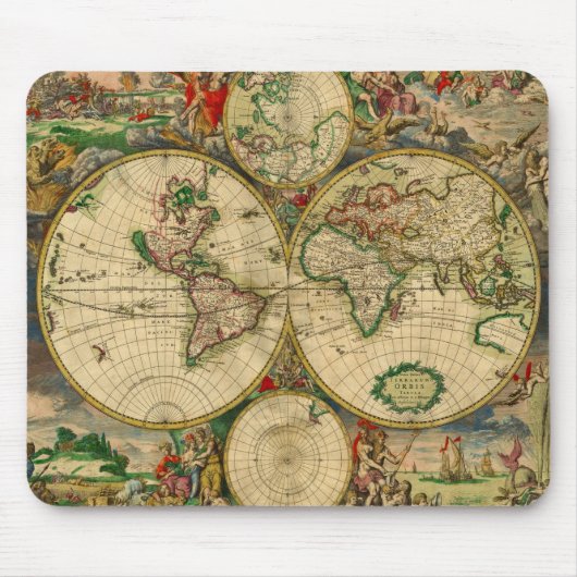 ビンテージの古地図 マウスパッド (正面)