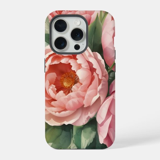 ビンテージの大きなピンクの花 iPhoneケース (裏面)