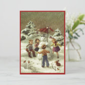 ビンテージの子供たち、雪だるまを作る シーズンカード (スタンド正面)
