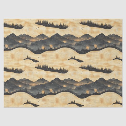 ビンテージの山と雲の風景（１） 薄葉紙 (正面)