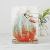 ビンテージの巨大なかぼちゃの中の子供の招待状 招待状 (スタンド正面)