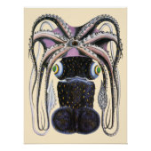 ビンテージの巨大なイカまたはタコの海洋生物 ポスター (正面)