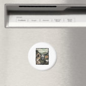 ビンテージの彫刻で驚いたひげの肖像画デザイン マグネット (インサイチュ (食洗機))