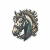 ビンテージの彫刻の馬の頭のベクター シール (正面)
