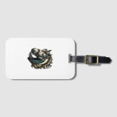 ビンテージの彫刻の馬の頭のベクター ラゲッジタグ (正面横)